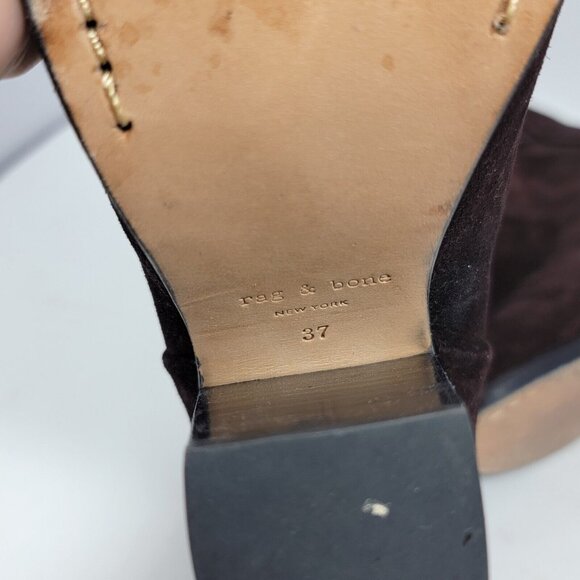 Rag & Bone Classic Newbury Brown Suede Ankle Boots Back Zip Size 37 - Picture 7 of 9